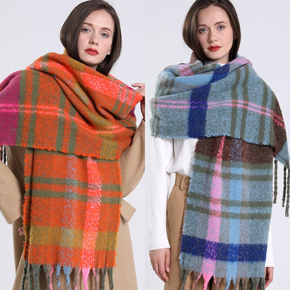 2022 NEW Luxury Cashmere Women Plaid Scarf Winter Warm Shawl and