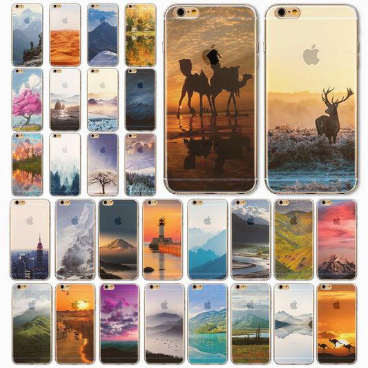 For Apple iPhone 4 4S Ultra Thin Attractive Scenery Half Transparent TPU Cases Cover Phone Protective Free Shipping WHD1434 1-22