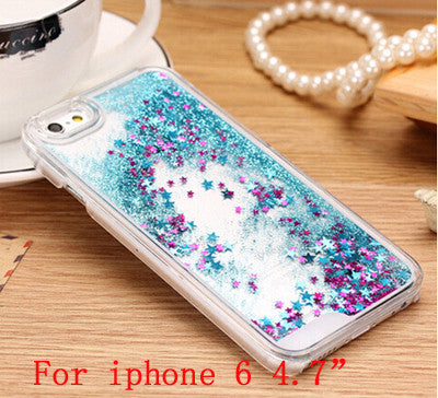 Glitter Stars Dynamic Liquid Quicksand Hard Case Cover For iPhone 4 4s 5 5s 6 back cover Transparent Clear Phone Case - Shopy Max
