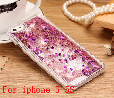 Glitter Stars Dynamic Liquid Quicksand Hard Case Cover For iPhone 4 4s 5 5s 6 back cover Transparent Clear Phone Case - Shopy Max
