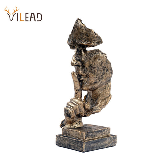 VILEAD 27cm Resin Silence is Golden Mask Statue Abstract