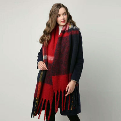 2022 NEW Luxury Cashmere Women Plaid Scarf Winter Warm Shawl and