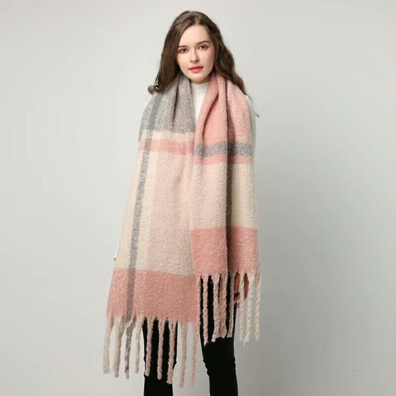 2022 NEW Luxury Cashmere Women Plaid Scarf Winter Warm Shawl and