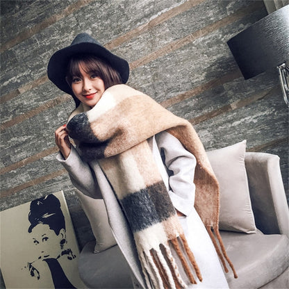 2022 NEW Luxury Cashmere Women Plaid Scarf Winter Warm Shawl and