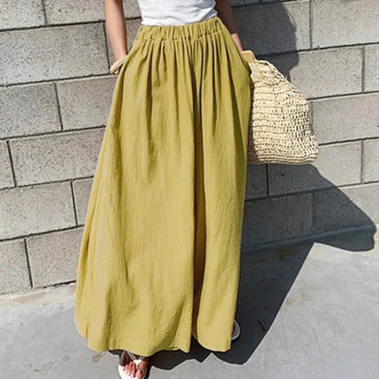 ZANZEA Oversized Women Wide Leg Pants 2022 Fashion Female Casual Elastic Waist Trousers Office Lady Loose Pockets Streetwear