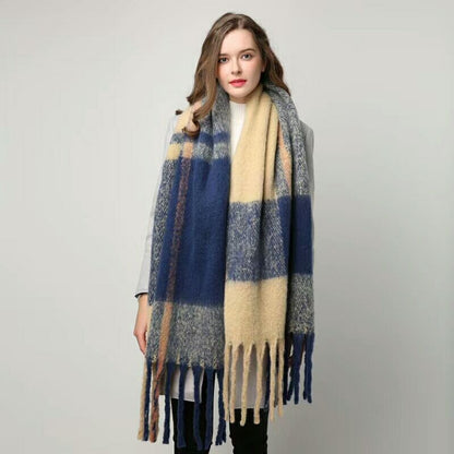 2022 NEW Luxury Cashmere Women Plaid Scarf Winter Warm Shawl and