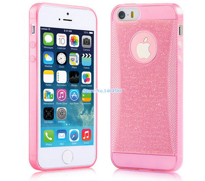 High quality Shining Glitter Tpu Case for iPhone 5 5G 5s cases Mobile Phone Bright Pink for iPhone Back Cover Shell Case