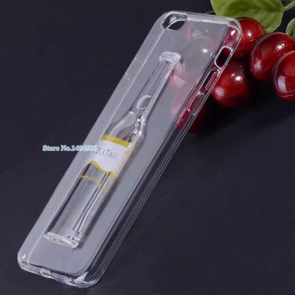 Hot! Phone case for iPhone 6 cases Liquid Quicksand clear transparent Phone Case soft back Cover Red Wine Glass cocktail 4.7inch