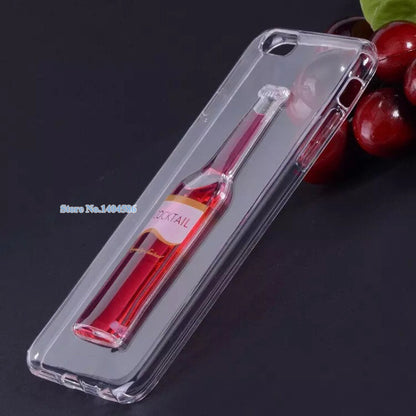 Hot! Phone case for iPhone 6 cases Liquid Quicksand clear transparent Phone Case soft back Cover Red Wine Glass cocktail 4.7inch