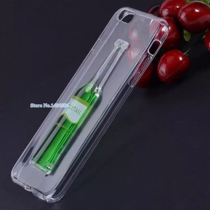 Hot! Phone case for iPhone 6 cases Liquid Quicksand clear transparent Phone Case soft back Cover Red Wine Glass cocktail 4.7inch