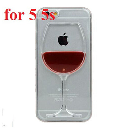 Hot sale Red Wine Cup Liquid Transparent Case Cover For Apple iPhone 4 4S 5 5S 6 6 Plus All Models Phone Cases Back Covers