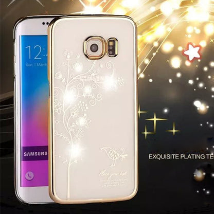 Luxury Crystal Shining Diamond Cases For Samsung Galaxy S6 Edge G9250 Rhinestone Gold Slim Bling Electroplating Phone Case Cover - Shopy Max