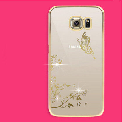 Luxury Crystal Shining Diamond Cases For Samsung Galaxy S6 Edge G9250 Rhinestone Gold Slim Bling Electroplating Phone Case Cover - Shopy Max