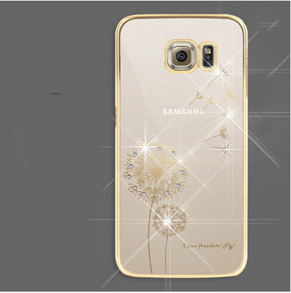 Luxury Crystal Shining Diamond Cases For Samsung Galaxy S6 Edge G9250 Rhinestone Gold Slim Bling Electroplating Phone Case Cover - Shopy Max