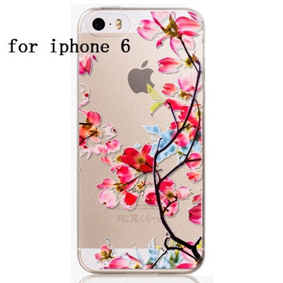 Phone Case Cover For iPhone 4 4S 5 5S 6 6plus Ultra Soft Silicon Transparent Lovely Cat Girl Flowers Animals Printed - Shopy Max