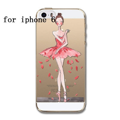 Phone Case Cover For iPhone 4 4S 5 5S 6 6plus Ultra Soft Silicon Transparent Lovely Cat Girl Flowers Animals Printed - Shopy Max