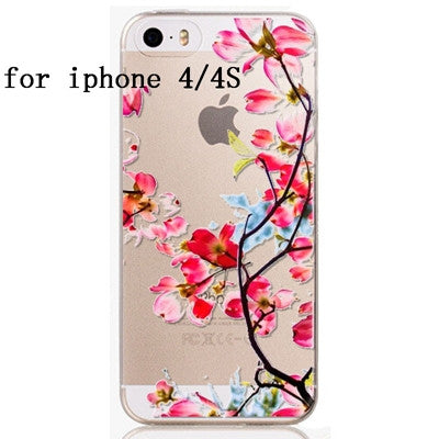 Phone Case Cover For iPhone 4 4S 5 5S 6 6plus Ultra Soft Silicon Transparent Lovely Cat Girl Flowers Animals Printed - Shopy Max