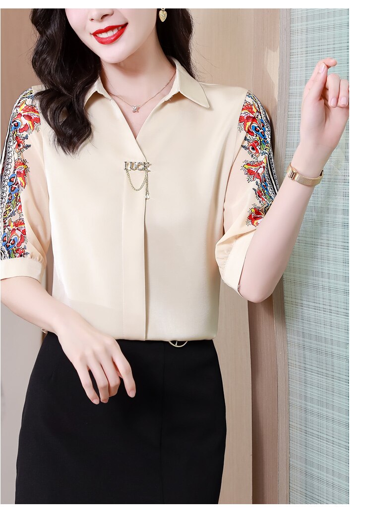 Fashion Print Chiffon Blouse Women Shirt Lotus Sleeve Summer Women