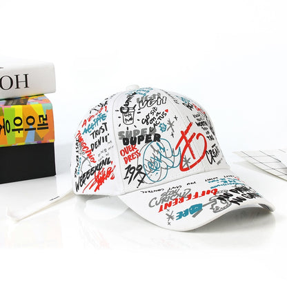 Korean Style Letter Printing Graffiti Baseball Cap for Women Men Fashion Spring Summer Snapback