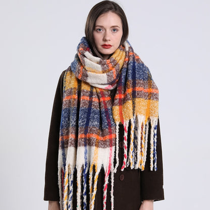 2022 NEW Luxury Cashmere Women Plaid Scarf Winter Warm Shawl and