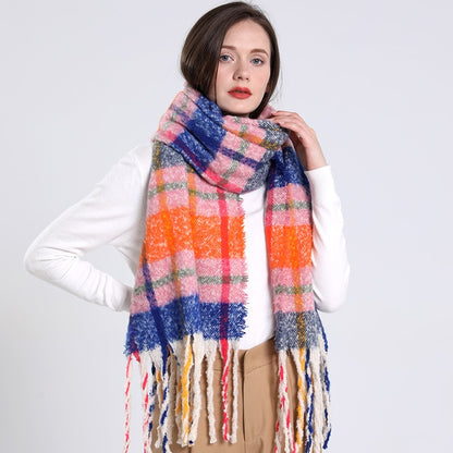 2022 NEW Luxury Cashmere Women Plaid Scarf Winter Warm Shawl and