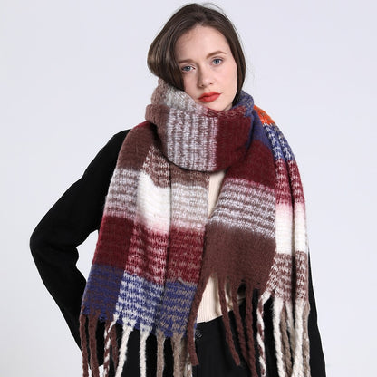 2022 NEW Luxury Cashmere Women Plaid Scarf Winter Warm Shawl and