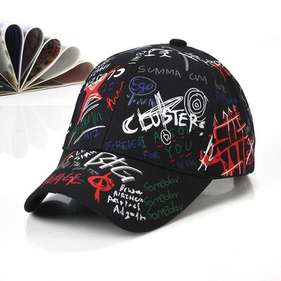 Korean Style Letter Printing Graffiti Baseball Cap for Women Men Fashion Spring Summer Snapback