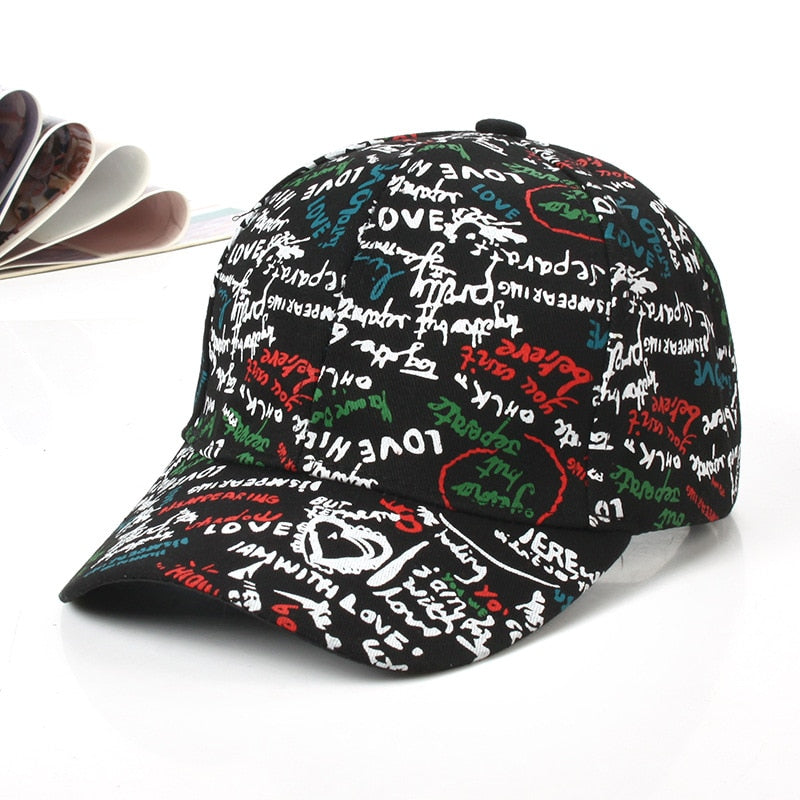 Korean Style Letter Printing Graffiti Baseball Cap for Women Men Fashion Spring Summer Snapback