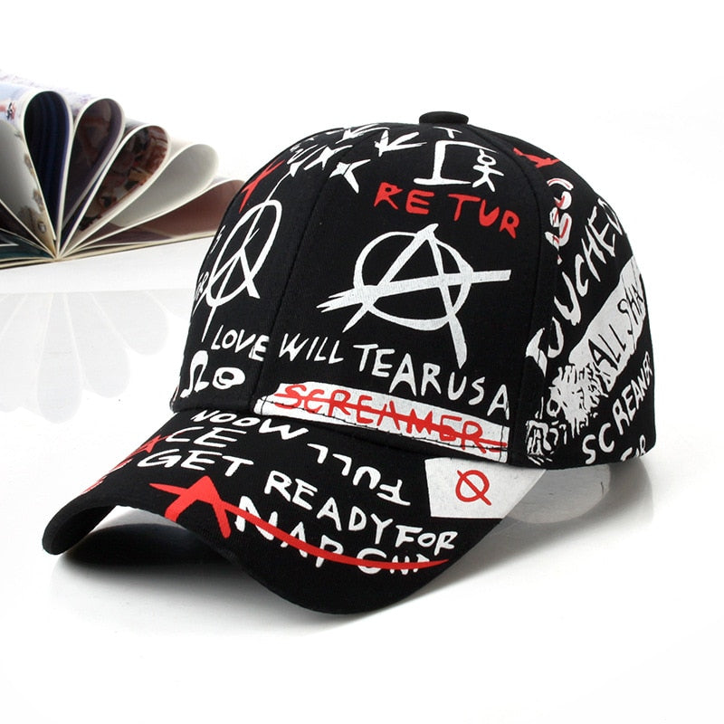 Korean Style Letter Printing Graffiti Baseball Cap for Women Men Fashion Spring Summer Snapback