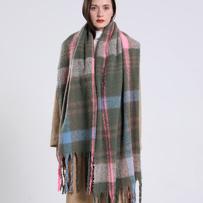 2022 NEW Luxury Cashmere Women Plaid Scarf Winter Warm Shawl and