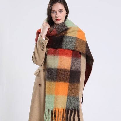 2022 NEW Luxury Cashmere Women Plaid Scarf Winter Warm Shawl and