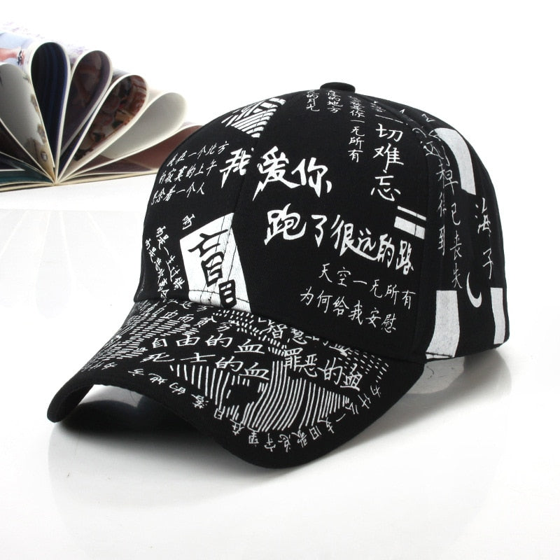 Korean Style Letter Printing Graffiti Baseball Cap for Women Men Fashion Spring Summer Snapback