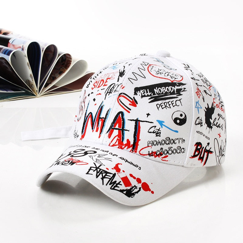 Korean Style Letter Printing Graffiti Baseball Cap for Women Men Fashion Spring Summer Snapback