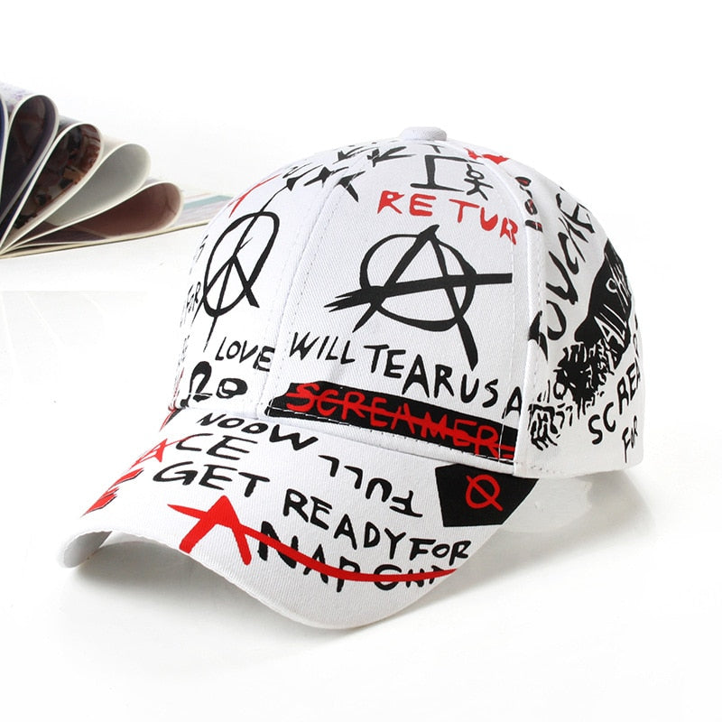 Korean Style Letter Printing Graffiti Baseball Cap for Women Men Fashion Spring Summer Snapback