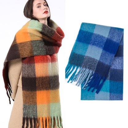 2022 NEW Luxury Cashmere Women Plaid Scarf Winter Warm Shawl and