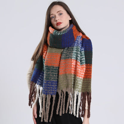 2022 NEW Luxury Cashmere Women Plaid Scarf Winter Warm Shawl and