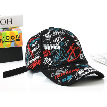 Korean Style Letter Printing Graffiti Baseball Cap for Women Men Fashion Spring Summer Snapback