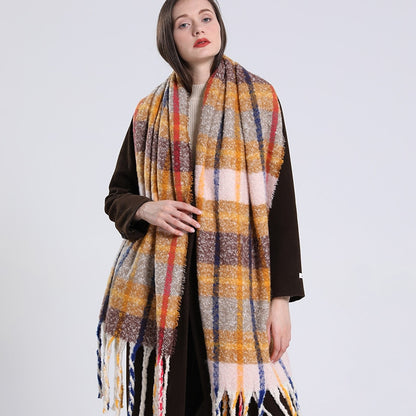 2022 NEW Luxury Cashmere Women Plaid Scarf Winter Warm Shawl and