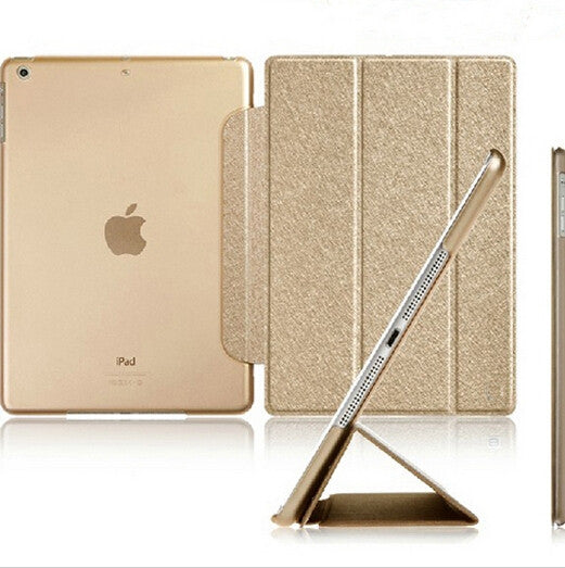 Elegant Luxury Crystal Clear Back Slim Silk Leather Case For ipad mini 1 2