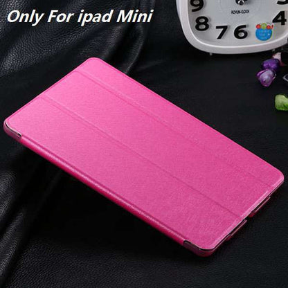 Elegant Luxury Crystal Clear Back Slim Silk Leather Case For ipad mini 1 2