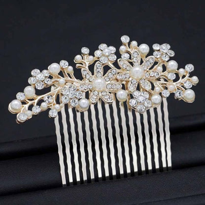 Elegant Huge Wedding Hair Combs For Bride Crystal Rhinestones Pearls Women Hairpins Bridal Headpiece Hair Jewelry Accessories