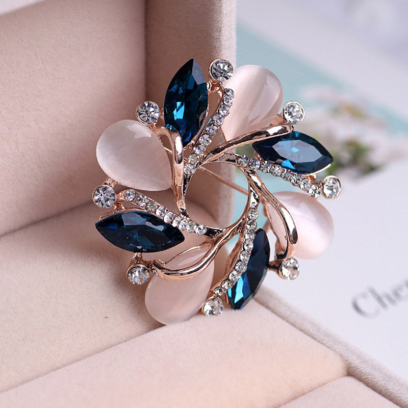 Fashion New Crystal  Bauhinia Shape Brooch For Women Dress Decorative Pin HB88