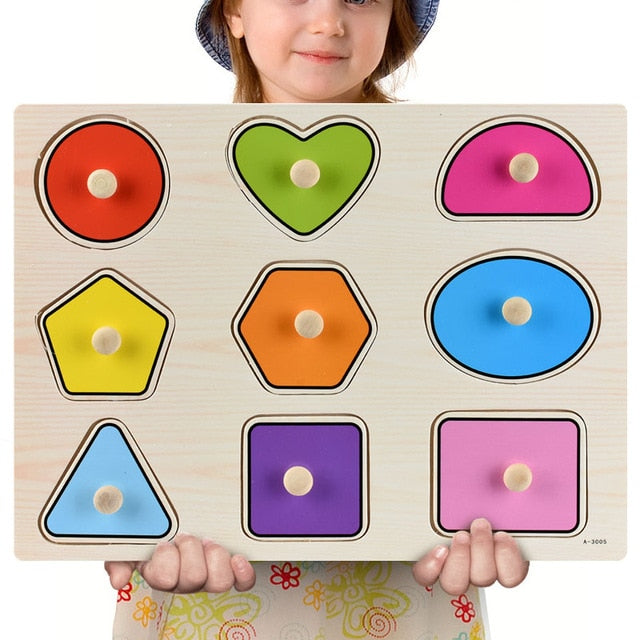 New 30cm Baby Toys Montessori Wooden Puzzle Hand Grab Board Educational Wood Puzzles