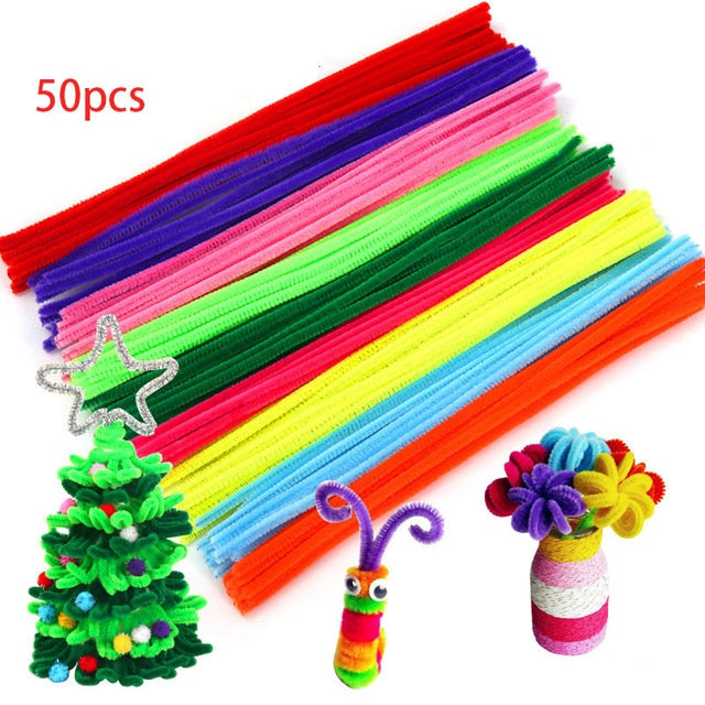 30/50/100pcs Multicolour Chenille Stems Pipe Cleaners Handmade