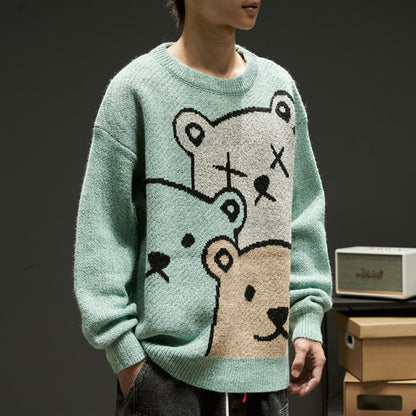 ZAZOMDE Cartoon Bear Sweater Men Winter Men Clothing Fashion Long Sleeve