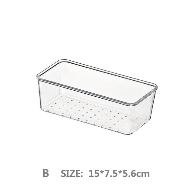 7 Sizes Desk Drawer Organizer Clear Drawer Dividers Storage Box Bins Case Trays for Utensil Makeup Groceries Bathroom Bedroom