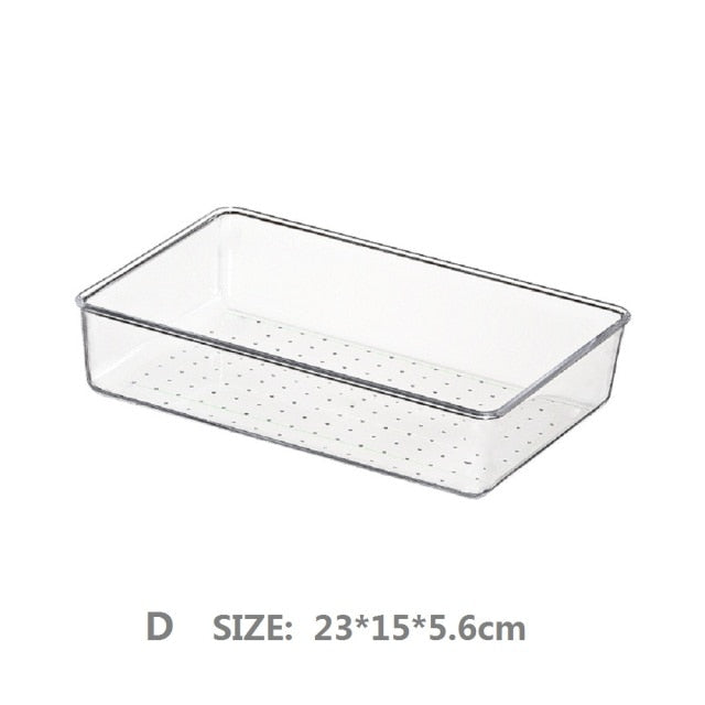 7 Sizes Desk Drawer Organizer Clear Drawer Dividers Storage Box Bins Case Trays for Utensil Makeup Groceries Bathroom Bedroom