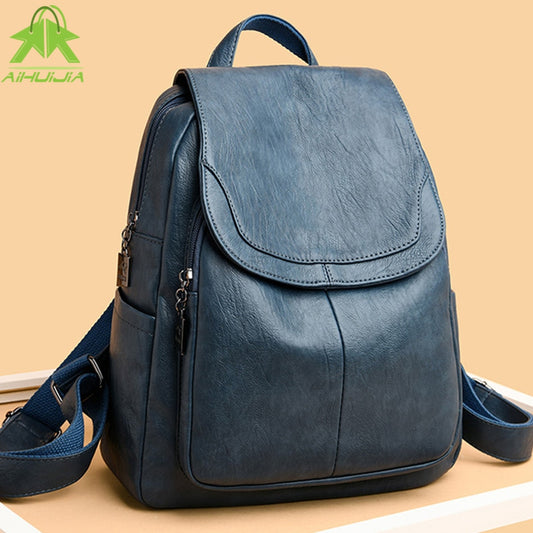 Women Quality Leather Backpacks for Girls Sac A Dos Casual Daypack