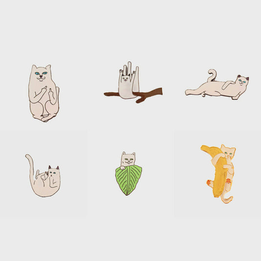 Free Shipping Cartoon Cute White Cat Enamel Brooches Pins Badge Clothes Decoration fashion - Shopy Max