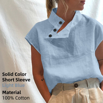 Celmia Women Short Sleeve Blusas 2022 Summer Cotton Linen Shirts